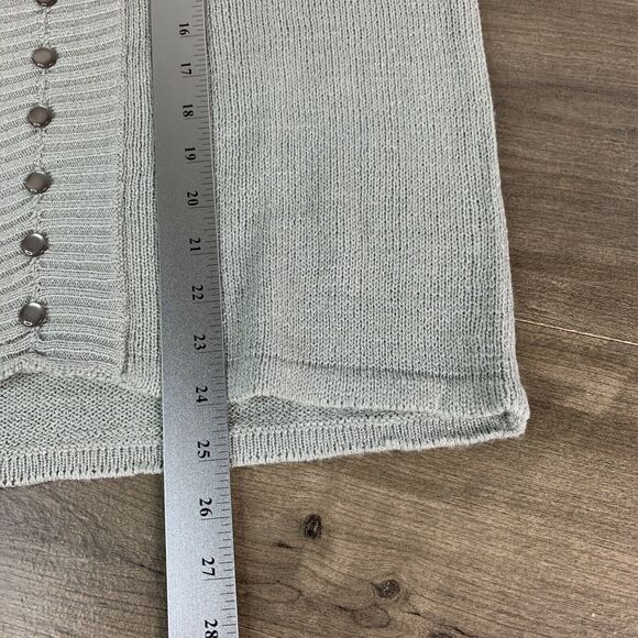 Adrian Delafield Women Knit Sweater Medium Gray Beaded Crochet Embellished - Picture 6 of 9